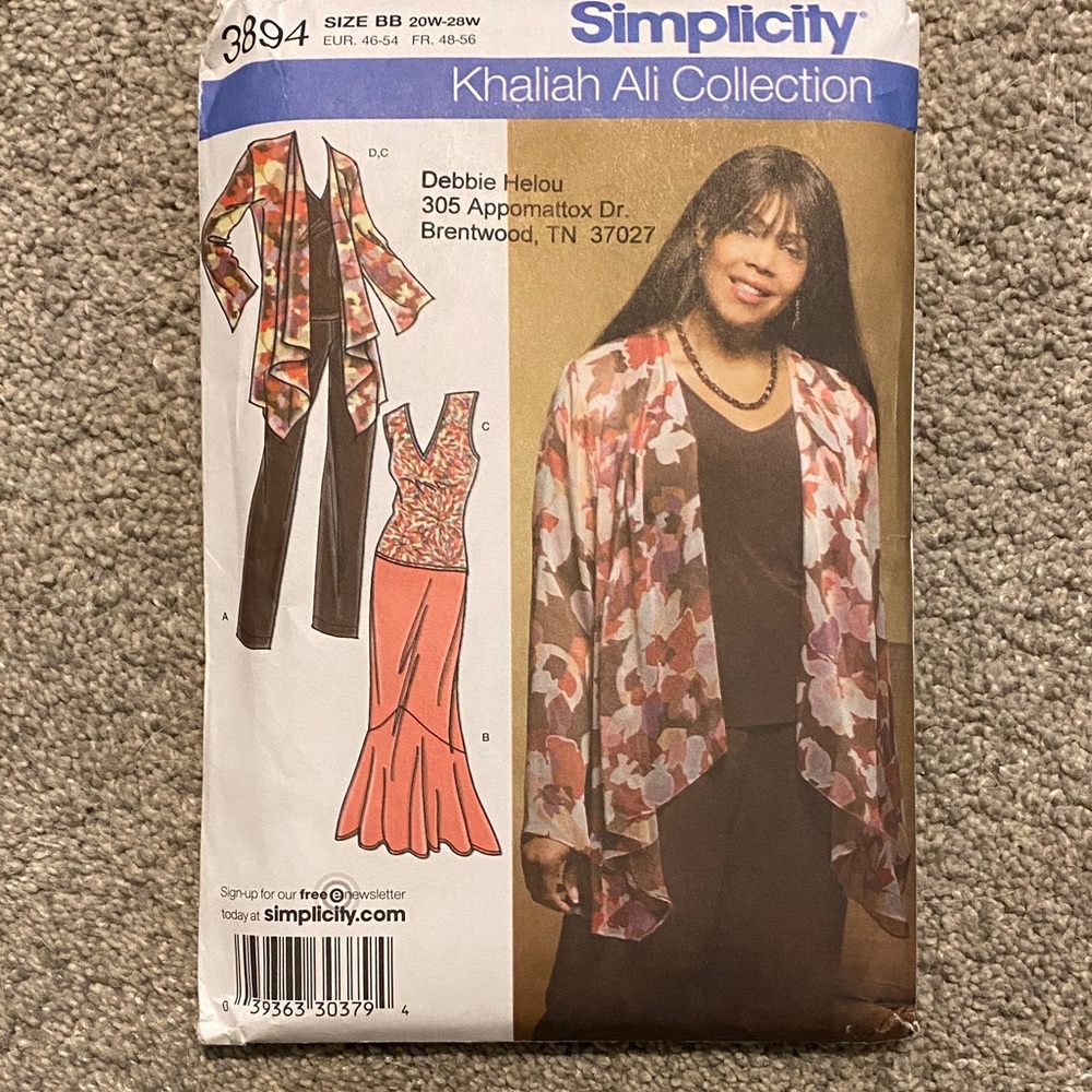 Simplicity Pattern 3894 Khaliah Ali Collection jacket knit top pants skirt